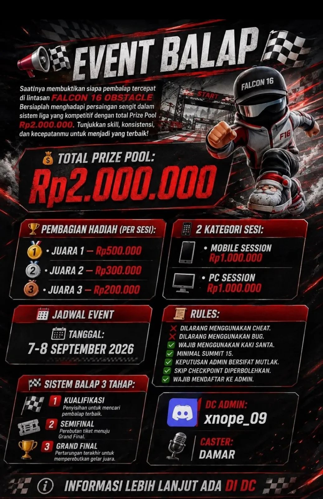 Poster 📢🏁  EVENT BALAP – 🏁